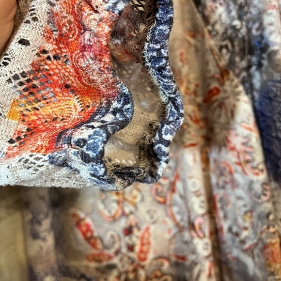 Chicos Top Women XL Orange Lace Floral Feminine Boho Western Concert Mature 80s - Picture 8 of 14